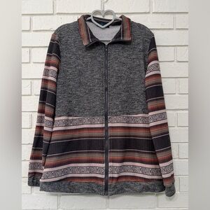 Southwestern Zip Front Jacket Tribal Pattern | Cozy Knit | Size L